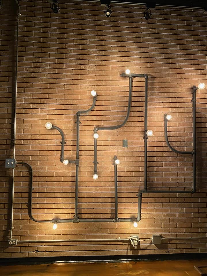 Industrial light display at The Vintage Vault